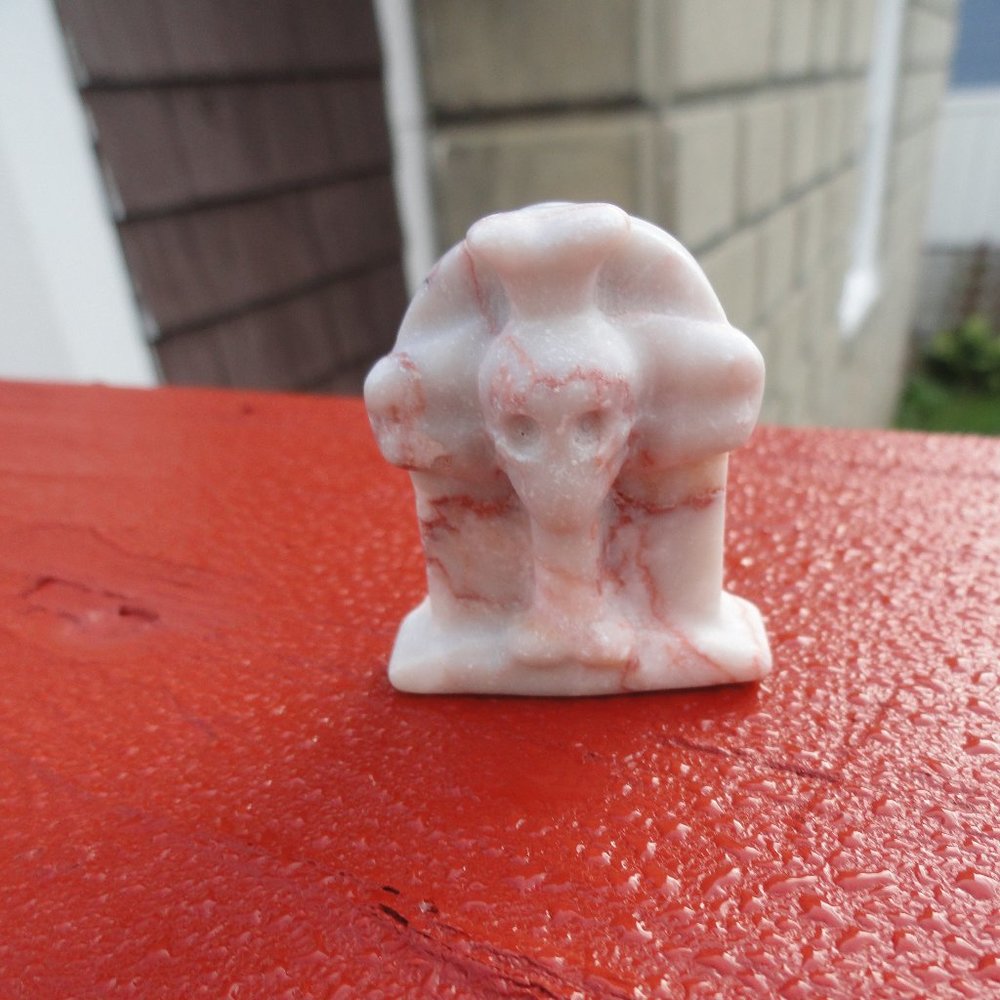 Red Network Jasper,Skull Cross Head Stone Carving~NEW~Creepy detailed 1.…